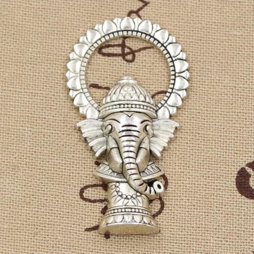 2pcs Charms Ganesha Elephant Buddha 50x28mm Antique Making Pendant fit,Vintage Tibetan Bronze Silver color,DIY Handmade Jewelry