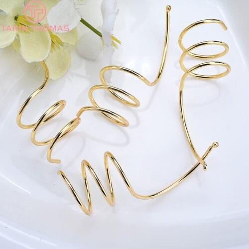 10PCS Length 50MM 24K Gold Color Plated Brass Long Wave Earrings Connector High Quality Diy Jewelry Accessories