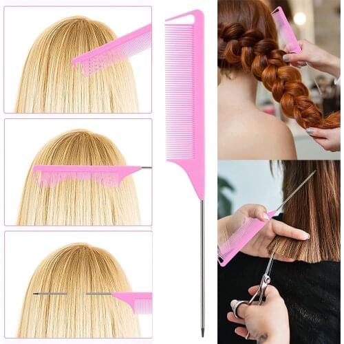 Anti Static Rat Tail Combs Metal Pin Anti-Static Hair Style Rat Tail Comb Hair Edge Trimmer Styling Beauty Professional Tools