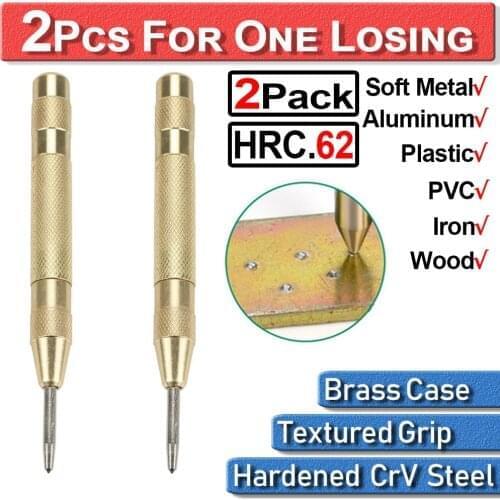 Automatic Centre Punch Heavy Duty Brass Bodied Spring Loaded Center Punch Tension HSS Tip Dent Marker For Metal Wood Plastic D30