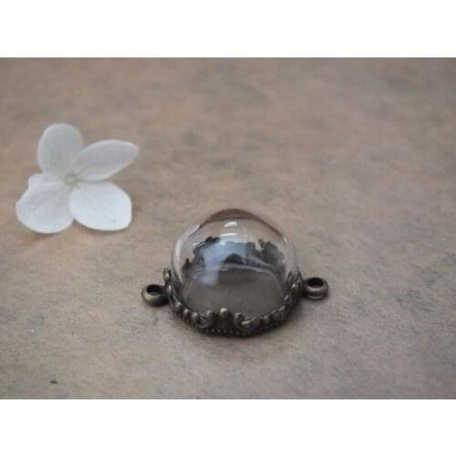 Free ship!! 15mm glass globe dome crown shapes base set glass globe set glass vial pendant glass cover fashion pendant