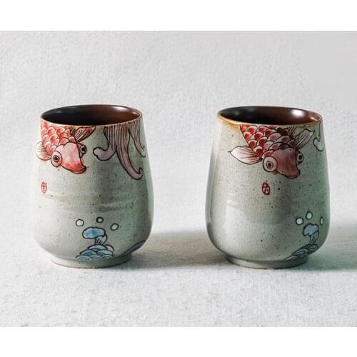 Cups, Pottery, Handmade Mug 320ml Large Capacity Beer Espresso Coffee Cup Set Retro Porcelain Teacups Chinese Kung Fu Mugs