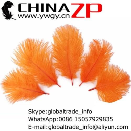 CHINAZP Factory Wholesale 500pcs/lot 15-20cm(6-8inch) Pretty Decorative Dyed Orange Ostrich Plumage Feathers