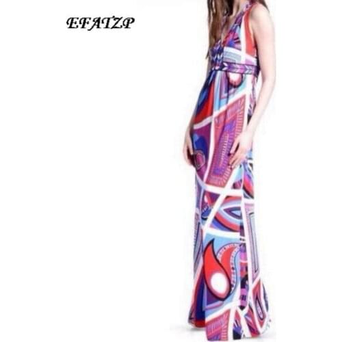 [EFATZP] Luxury Brands Womens Multicolor Abstract Geometric Print Stretch XXL Jersey Silk Dress Tank Maxi Beach Dresses