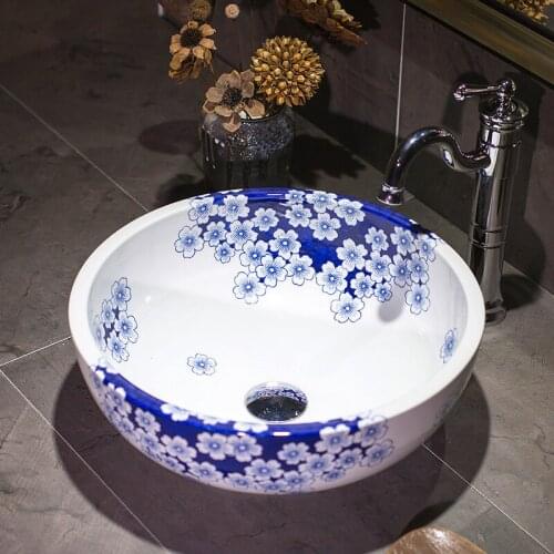 Europe wash basin sink ceramic basin sink Jingdezhen washing basin Counter Top bathroom ceramic wash basin bathroom sink