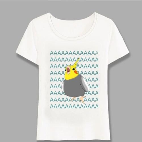 Women T Shirt African Grey Parrot AAA Print T-Shirt Cute Cockatiel Design Girl Casual Tops Bird Lover D Girl Tees Harajuku