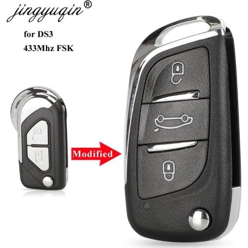 Jingyuqin 433Mhz FSK with chip 2 Buttons Remote Key Fob Flip for Citroen DS3 Ce0523