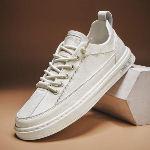 Microfiber Mens White Board Shoes Rubber Non-Slip Mens Flat Sport Shoes Outdoor Lace-up Jogging Mens Sneaker Casual Shoes Men