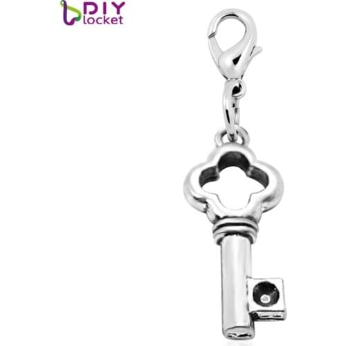 Fashion Charms 20PCS "Key"dangles necklace pendants fit floating charm locket with Lobster clasp LSFE24*20