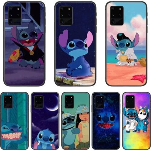 Cartoon phone case stitch Phone cover hull For SamSung Galaxy S 6 7 8 9 10 20 Plus Edge E 5G Lite Ultra black soft bumper