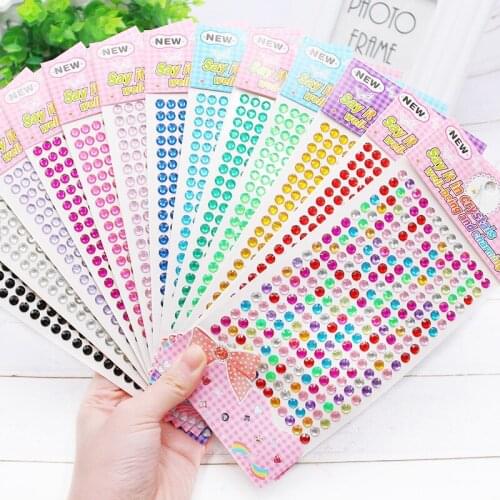 3Pcs Kids Crystal Diamond Sticker DIY 3D Acrylic Decoration Styling Mobile Accessories Art Scrapbooking Stickers Toys For Girls