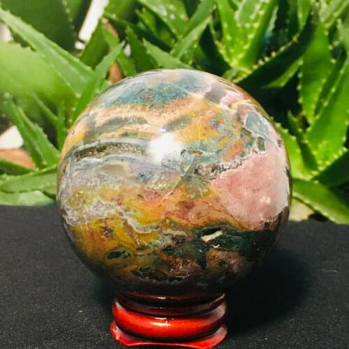 Natural Marine jasper spherical specimen Reiqi healing 275g