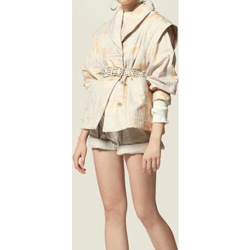 2020 new raine jacket printed straight Tie-Dye Print cotton Shawl Collar Padded short jacket coat