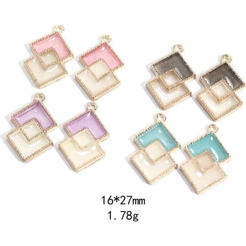 Novelty earrings Korean earrings quirky jewelry quadrilateral geometric dripping oil alloy jewelry accessories earrings