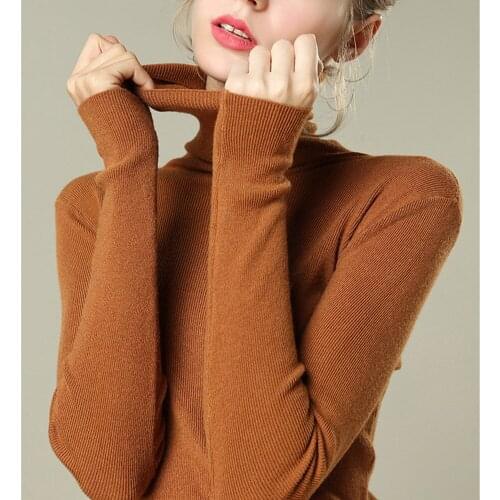 Slim Fit Sweater Women Turtleneck Pullover Ladies Tops Knitted Autumn Solid One Size Sweater Sueter Mujer Invierno 2019