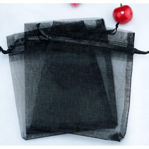 Wholesale 100pcs/lot Black Organza Bags 30x40cm Large Wedding Decoration Jewelry Boutique Packaging Bag Drawstring Gift Bags