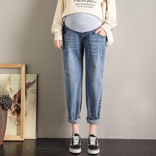 Autumn Harem Pants Jeans For Pregnant Women Clothes Boyfriend Maternity Pants Casual Loose Abdominal Pregnancy Jeans Clothing