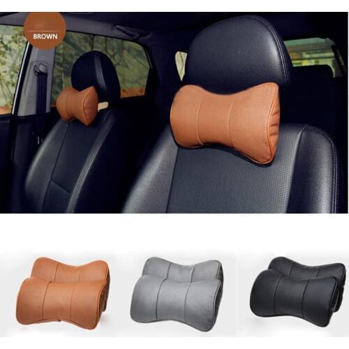 Pcmos 2020 Universal Neck Pillow Leather Car Truck Neck Rest Headrest Pillow Cushion Mat For Car Interior Accessories 2Pcs