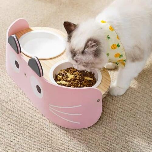 Cat Bowl Fressnapf подставка Double Ceramic Dining Table Protection Cervical Spine Anti-overturning Splashing Dog Food Water Pet