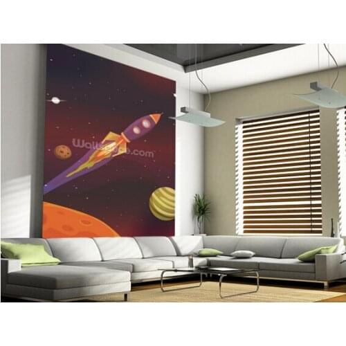 Custom childrens wallpaper,Cartoon Spaceship,3D cartoon wallpaper for childrens room living room bedroom wall PVC wallpaper