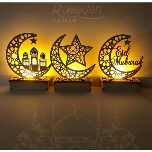 QIFU Muslim decorative Moon LED Eid Mubarak Decor Ramadan Kareem Decoration Islamic Muslim Hajj Festival Party DIY Decorations