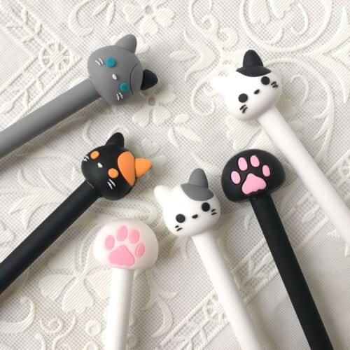 3pcs Cartoon Cat Gel Pens Cute Claw 0.5mm Ballpoint Black Ink Writing Lovely Kitties Stationery Office School Supplies E6588