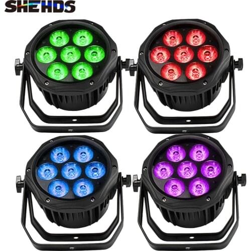 SHEHDS 8PCS Professional Aluminum IP65 Waterproof 7x18W RGBWA+UV LED Par Lights With Controller For DJ Club Stage Party Disco