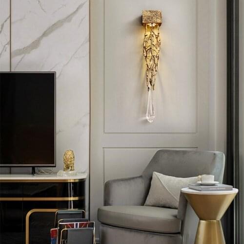 Modern Indoor Lighting Wall Lamps For Living Room Bedroom Bedside Home Decoration Sconce Lamp Light Crystal Golden Wall Light