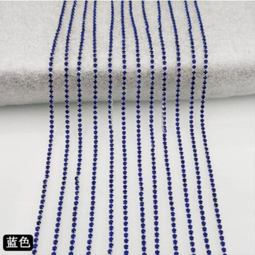 Navy 10Yards DIY Rhinestone Chain Dense Silver bottom Claw sewing Rhinestones for clothing Art Decoration