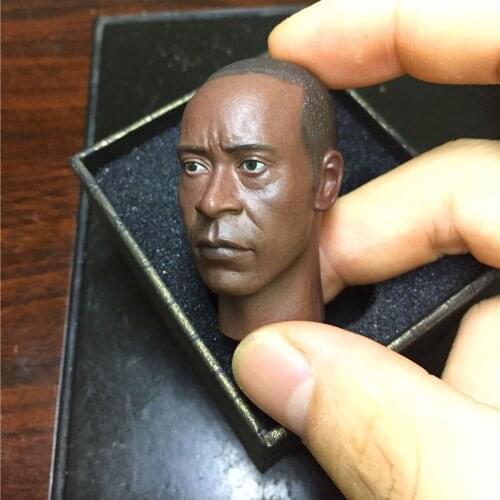 1/6 Scale war machine Don Cheadle Black Skin Head Carved Model Accessory for 12'' Strong Man Figure Body
