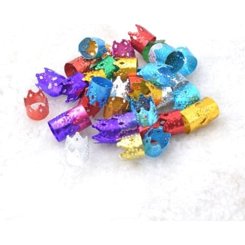 New 100Pcs crown 10/12mm mix color hair braid dread dreadlock beads adjustable cuff clip 10mm hole clip hair styling diy