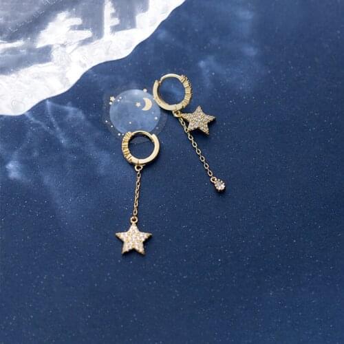 S925 sterling silver new exquisite light luxury earrings stud diamond star drop earrings buckle womens asymmetric earrings gift