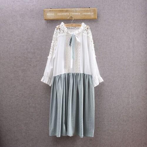 Vintage Retro Hippie Boho Bihemian Cute Lolita Cotton Lace Crochet Embroidery Robe Vetement Femme Rockabilly Women Spring Dress