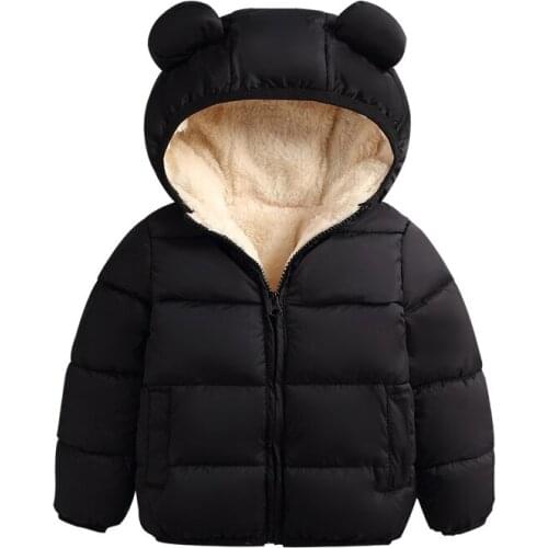 Winter Infant Kids Baby Girls Boys Down Parkas Coat 3D Ears Hooded Long Sleeve Zipper Solid Warm Outfits Outerwear