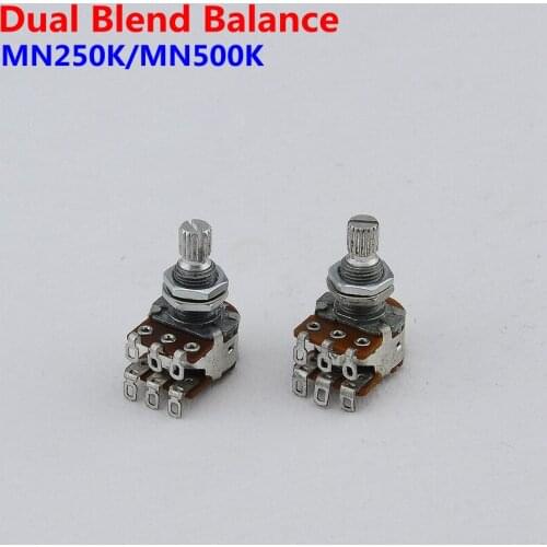1 Piece MN250K/MN500K Dual Blend Balance Potentiometer(POT) With Center Detent Guitar Parts【Made in Korea