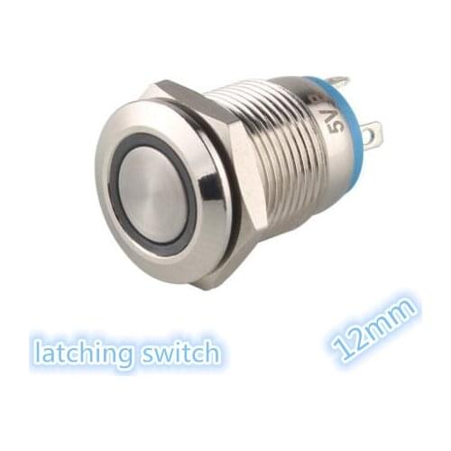 1pcs High Quality Light Car Auto Metal LED Push Button Switch Latching Type On-off 3v 5v 6v 12v 24v 48v 110 220v 12mm Waterproof