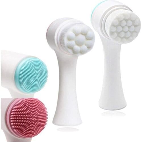 10PCS Double-Sided Facial Cleansing Brush 2 in 1 Soft Bristle and Silicone Face Cleaning Beauty Brush for Deep Pore Exfoliation