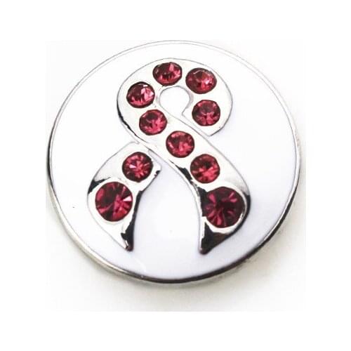 Hot Selling 10pcs Enamel Crystal Cancel Pink Ribbon Snap Buttons fit 18mm Snap Bracelets Bangles charms DIY Snap Jewelry