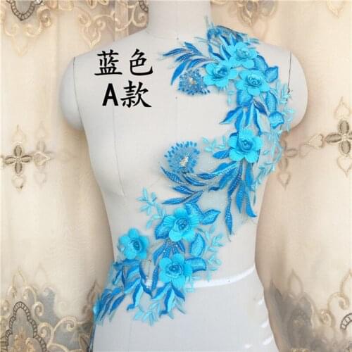 2Pieces Beaded Lace Applique Fabric Alecnon Lace Collar Wedding Bridal Appliques For Stage Costume Cheongsam Decals