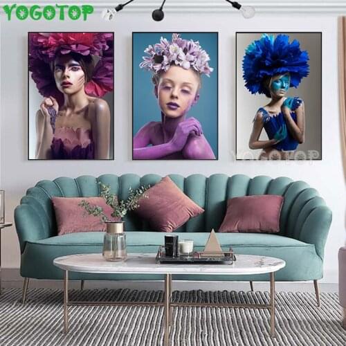 Flower Woman Abstract Color 5d DIY Diamond Painting Wall Art girls 5D full Drill puzzle mosaic Diamond Embroidery 3pcs ML1407