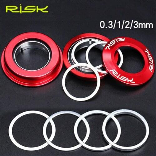 4pcs/lot RISK Bicycle Headset Washer Aluminium Alloy Bike Fork Headset Adjusting Washer Dust Cover Washer 0.3/1/2/3mm Spacer Gap