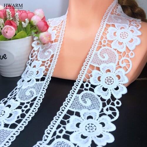 5yard 6.7cm wedding decoration white african lace fabric trim Plum wave party DIY full dress sewing accessories Milk silk water