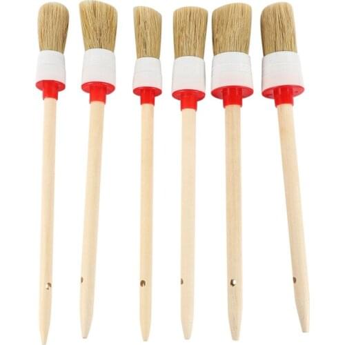 6 Pieces Detail Brushes Cleaning Brushes Soft Hair Bristles Brush for Car Cleaning Wheels Dashboard Interior Exterior Leather Ai