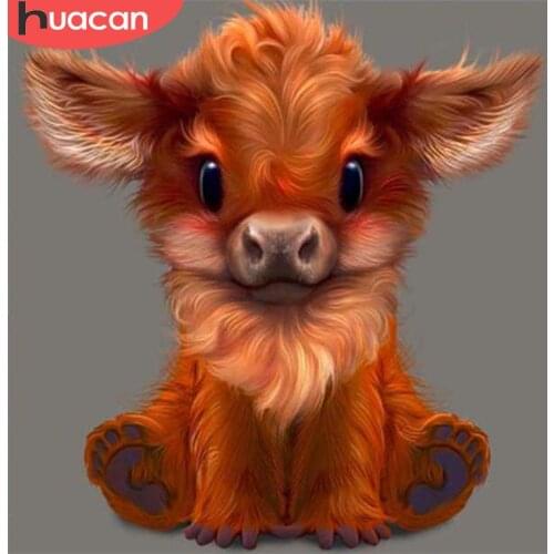 HUACAN 5D DIY Diamond Embroidery Cow Full Square Diamond Painting Cross Stitch Animal Picture Of Rhinestones Home Decoration