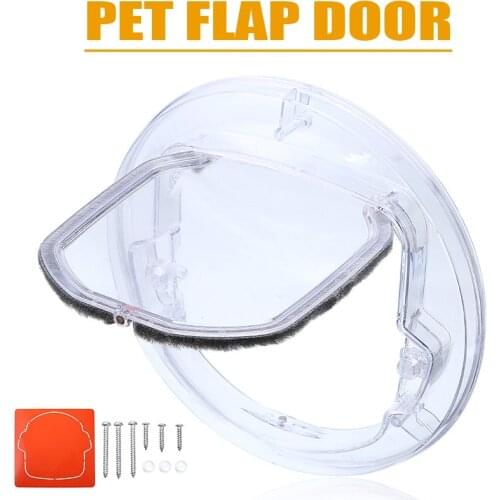 Anti-collision Round Clear Door Cat Gate 4-way Lockable Security Pet Entrance Window Puppy Hole Door for Cats Dogs