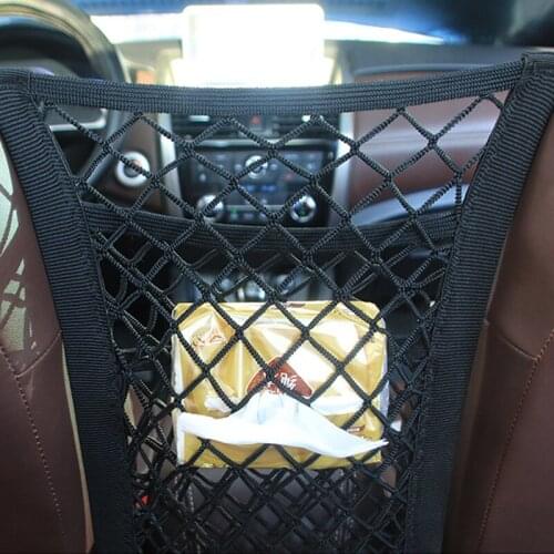 Car Organizer Front Seat Storage Net Strong Elastic Car Mesh Net Bag Seat Crevice Storage Hooks String Kit Auto Accessories