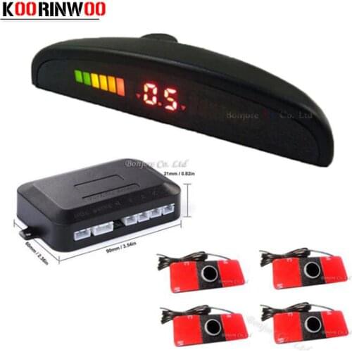 Koorinwoo Parktronic LED Display Car Vehicle Reverse Backup Radar System Alert 4 Parking 16mm Sensor Drive Black/white/grey/gold