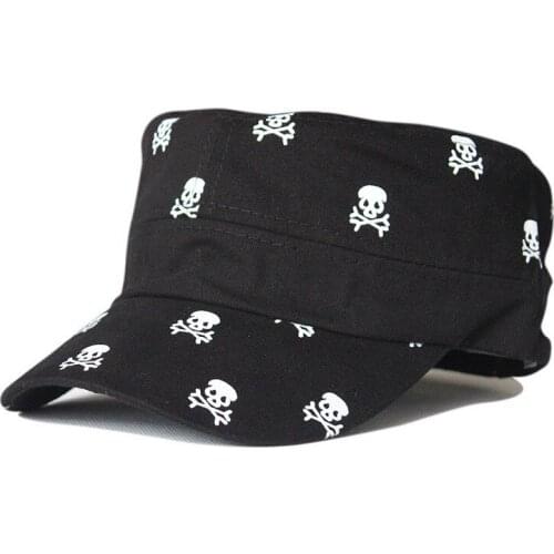 Hot sale New high grade Fashion flat top snapback youth men skull print hip hop punk Visor cap casual street outing sunblock cap