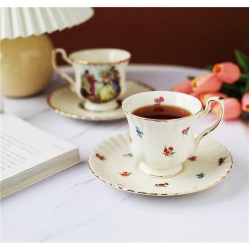British retro elegant Bone China Gold Coffee Cup afternoon tea cup + plate
