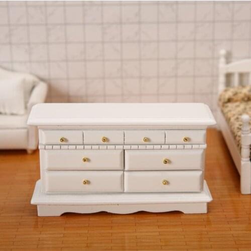 European Mini 5-Drawer Cabinet Dresser 1/12 Dollhouse Miniature Bedroom Living Room Furniture Decor